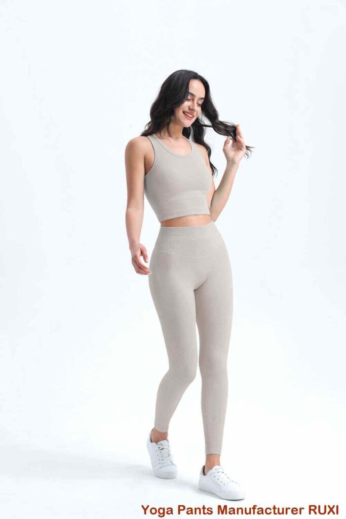 cotton fold over yoga pants wholesale RUXI manufacturing